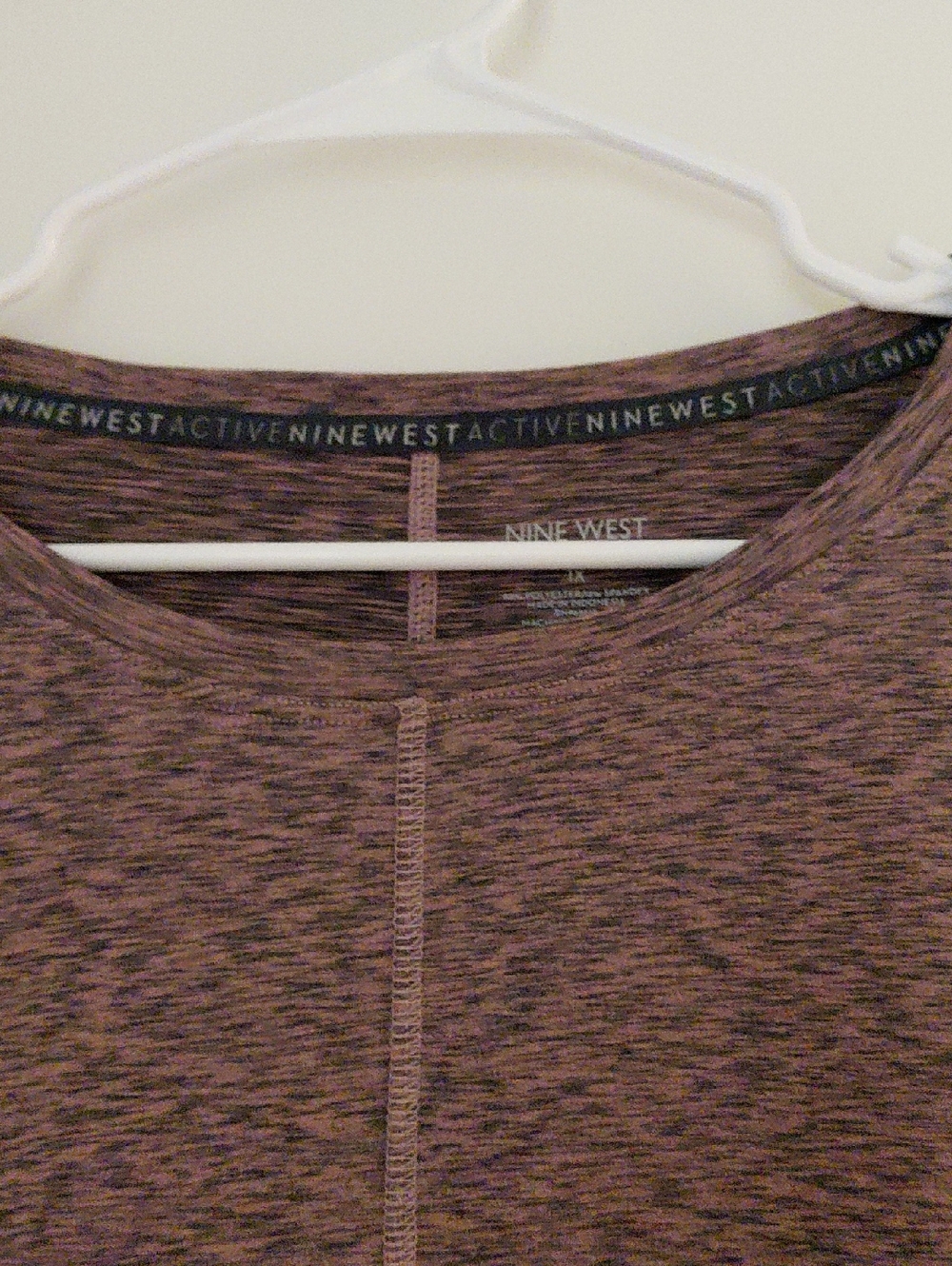 NWOT Nine West Active, Heather Mauve Long-Sleeve Crewneck Top Size 1X - Picture 2 of 6